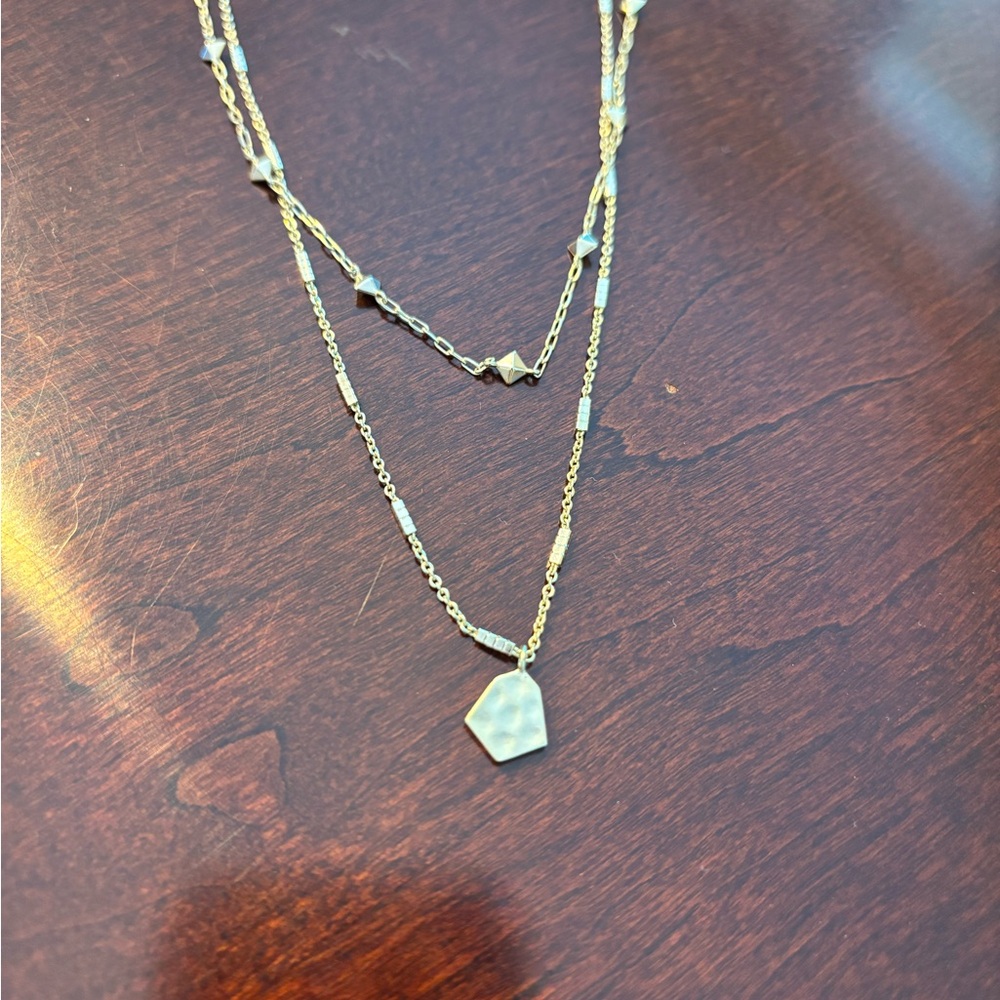 Kendra Scott Gold Layered Necklace with Pendant - Picture 2 of 5